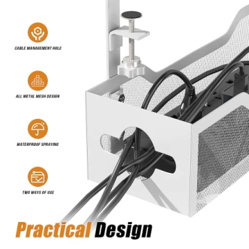 Quszmd Under Desk Cable Management Tray White - No Damage