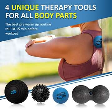 Invincible Fitness 4-in-1 Massage Ball Set - Targeted Relief for Muscle Tension and Pain
