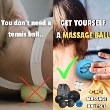 Invincible Fitness 4-in-1 Massage Ball Set - Targeted Relief for Muscle Tension and Pain