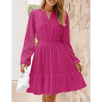 Buy ZESICA Women's V Neck Mini Dress for Spring Chic