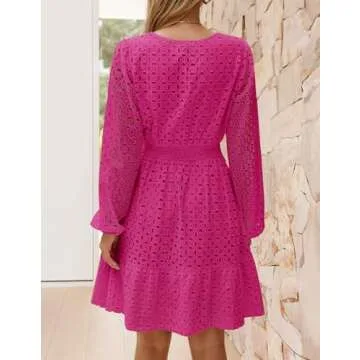 Buy ZESICA Women's V Neck Mini Dress for Spring Chic