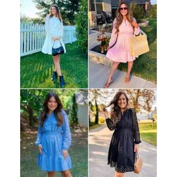 Buy ZESICA Women's V Neck Mini Dress for Spring Chic