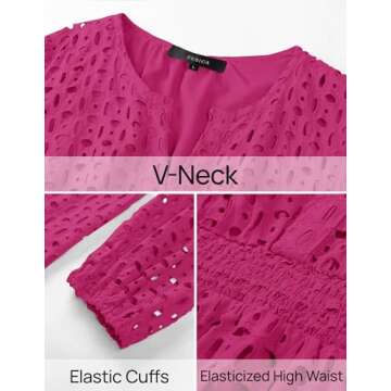 Buy ZESICA Women's V Neck Mini Dress for Spring Chic