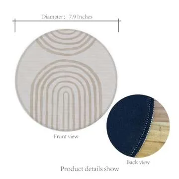 Udinaz Boho Round Mouse Pad-7.9 X 7.9 Inch Rubber Aesthetic Mouse Pad,Beige Mouse pad, Boho Desk pad.