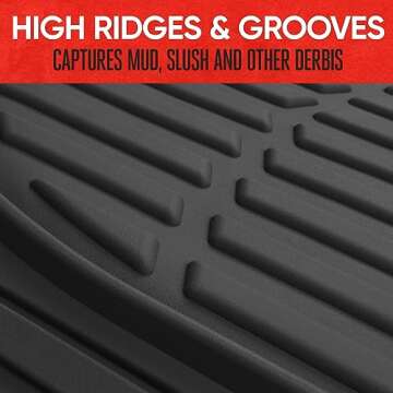 BDK FlexTough™ Contour Liners - Deep Dish Heavy Duty Rubber Floor Mats for Car SUV Truck & Van - All Weather Protection (Deep Dish 2)