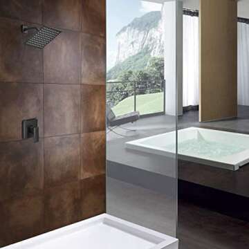 JingGang Matte Black Shower Faucet Rain Shower Head Shower Faucets Sets Complete Bathroom Rainfall S...