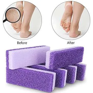 2 in 1 Pumice Stone for Feet,6 Pack Foot Scrubber & Callus Remover, Stone Scrubber for Hard Skin,Foot Pumice,Dead Skin Remover for Feet, Heels, Hands and Body (Purple)