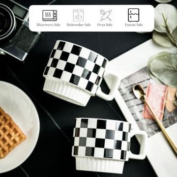 Miamolo Stackable Coffee Mug Set of 4 with Rack