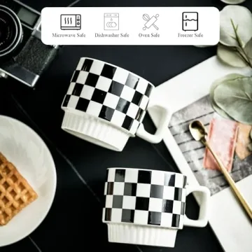 Miamolo Stackable Coffee Mug Set of 4 with Rack