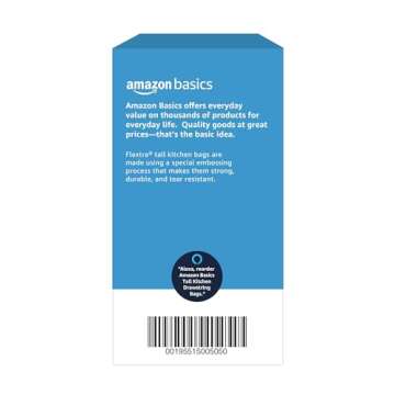 Amazon Basics Flextra Tall Kitchen Drawstring Trash Bags, 13 Gallon, 90 Count