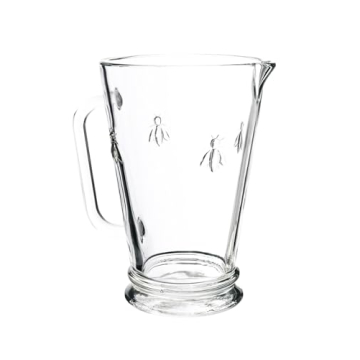 La Rochere Napoleon Bee Glass Pitcher – 34.0 oz, Decorative Glassware w/The French Bee Embossed De...