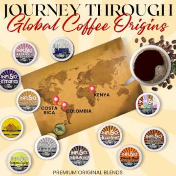 InfuSio Flavored Coffee Pods 96 Count Variety Pack 12 Exquisite Medium Bold Roast Flavored Single-Serve Coffee Pods for Keurig K cups Brewers - Keurig 2.0 Compatible
