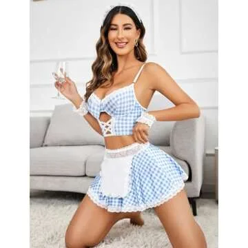 Avidlove Sexy Maid Lingerie for Women Roleplay Cosplay Lingerie Set Sexy Maid Costumes