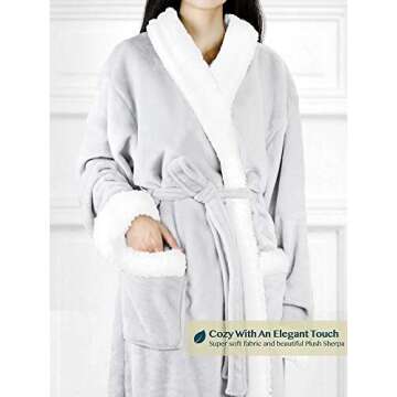 PAVILIA Premium Womens Sherpa Fleece Robe | Luxurious Soft, Warm, Plush Bathrobe