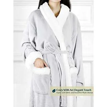 PAVILIA Premium Womens Sherpa Fleece Robe | Luxurious Soft, Warm, Plush Bathrobe