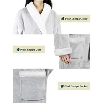 PAVILIA Premium Womens Sherpa Fleece Robe | Luxurious Soft, Warm, Plush Bathrobe