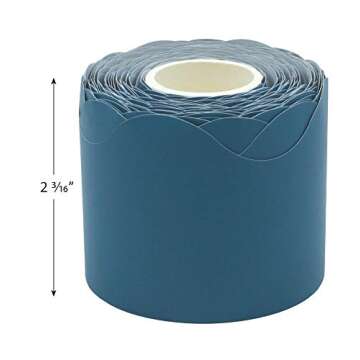 Teacher Created Resources Slate Blue Scalloped Rolled Border Trim, 50 Feet
