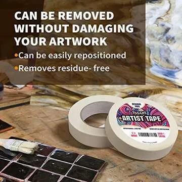 TSSART 2 Pack White Artist Tape - Masking Artists Tape for Drafting Art Watercolor Painting Canvas Framing - Acid Free 1 Inch Wide 360FT Long Total