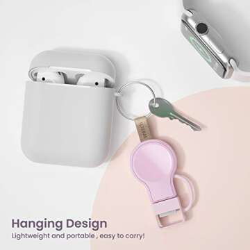 NEWDERY Charger for Apple Watch Portable iWatch USB Wireless Charger, Travel Cordless Charger with Light Weight Magnetic Quick Charge for Apple Watch Ultra2/1 Series 10 9 8 7 6 5 4 3 2 1 SE, Pink