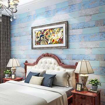 Art3d 17.7"x78.7" Peel and Stick Wallpaper - Decorative Self Adhesive Vinyl Film Wood Grain Wallpape...