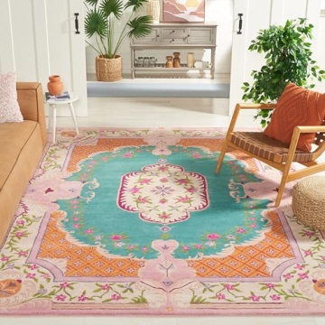 SAFAVIEH Bellagio Collection Area Rug - 8' x 10', Handmade Medallion Wool for High Traffic Areas