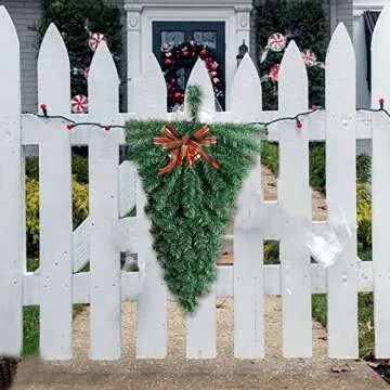 2 PCS Artificial Christmas Swag - 18 Inch Teardrop Door Decor for Holidays
