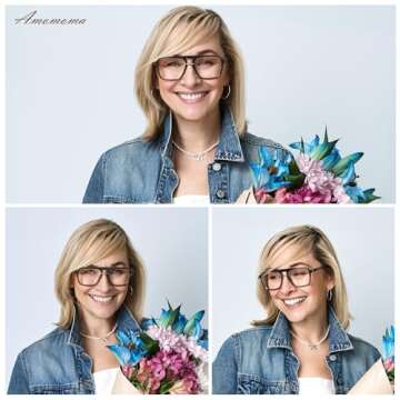 AMOMOMA 3 Pack Trendy Aviator Reading Glasses for Women Men Stylish Square Blue Light Blocking Reade...