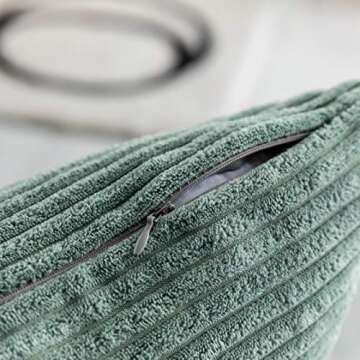 Home Brilliant Sage Green Throw Pillow Covers 18x18 Corduroy Pillow Covers for Couch Pillow Covers Set of 2 Decorative Throw Pillows for Sofa Bed Living Room, 18 x 18 Inch, Iceberg Green