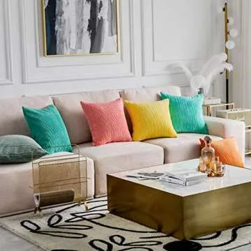 Home Brilliant Sage Green Throw Pillow Covers 18x18 Corduroy Pillow Covers for Couch Pillow Covers Set of 2 Decorative Throw Pillows for Sofa Bed Living Room, 18 x 18 Inch, Iceberg Green