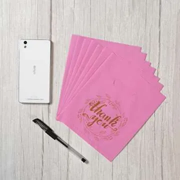 Wishop 100 Pink Thank You Bags for Parties and Retail