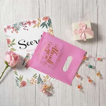 Wishop 100 Pink Thank You Bags for Parties and Retail