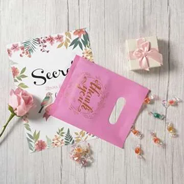 Wishop 100 Pink Thank You Bags for Parties and Retail