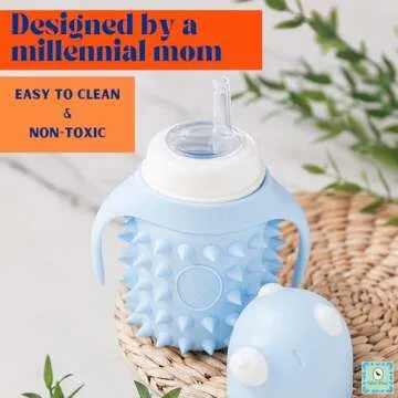 Spikey Bear Sippy Cups Set of 2 - Durable & Leakproof