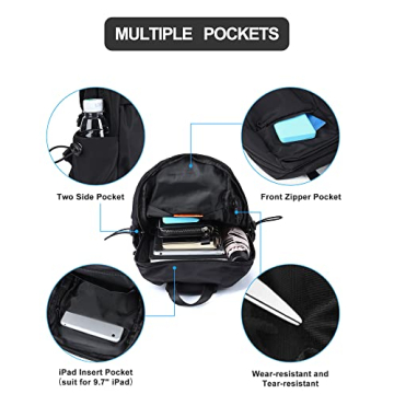 SEAFEW Black Sling Backpack with USB Charger