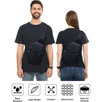 SEAFEW Black Sling Backpack with USB Charger