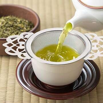 Hotop Empress Tea Strainers with Drip Bowls, Mesh Tea Infuser Stainless Steel Loose Leaf Residue Filter with Handles for Better Residue Experience(4 Pieces,Silver)