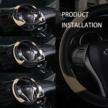 Stylish Leather Steering Wheel Cover for Enhanced Grip