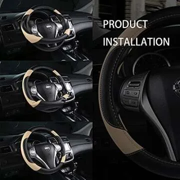 Stylish Leather Steering Wheel Cover for Enhanced Grip
