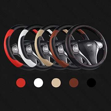 Stylish Leather Steering Wheel Cover for Enhanced Grip