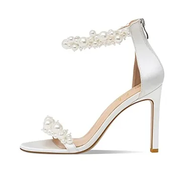 Yowmns Elegant Pearl Open Toe High Heels for Weddings