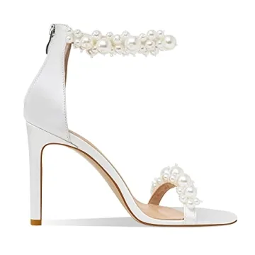 Yowmns Elegant Pearl Open Toe High Heels for Weddings