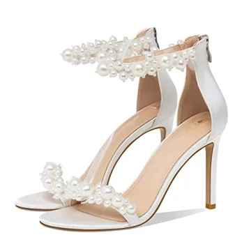Yowmns Elegant Pearl Open Toe High Heels for Weddings