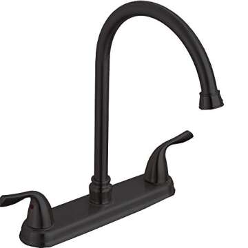 Hotis Commercial Stainless Steel Lead-Free Two Lever Two Hole Gooseneck High Arc Two Handle Kitchen ...