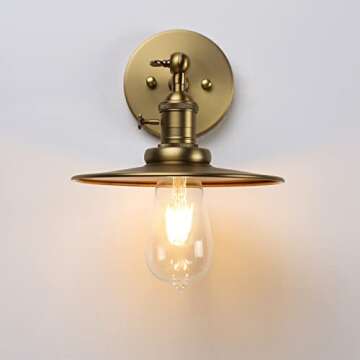 Phansthy Industrial 1-Light Wall Sconces, Vintage Wall Light Fixture with 7.9" Crafted Metal Shade, Bathroom Vanity Light with on Off Switch, Wall Lamp for Bedroom Living Room Kitchen (Antique)