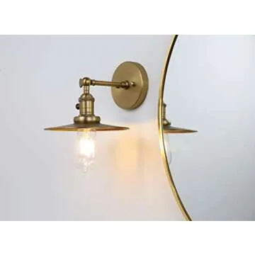 Phansthy Industrial 1-Light Wall Sconces, Vintage Wall Light Fixture with 7.9" Crafted Metal Shade, Bathroom Vanity Light with on Off Switch, Wall Lamp for Bedroom Living Room Kitchen (Antique)