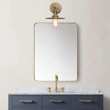 Phansthy Industrial 1-Light Wall Sconces, Vintage Wall Light Fixture with 7.9" Crafted Metal Shade, Bathroom Vanity Light with on Off Switch, Wall Lamp for Bedroom Living Room Kitchen (Antique)