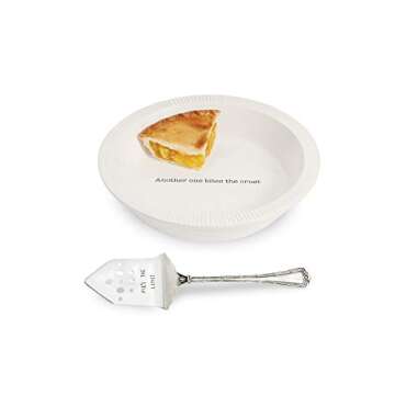 Mud Pie Circa Pie Plate with Server, White/Silver