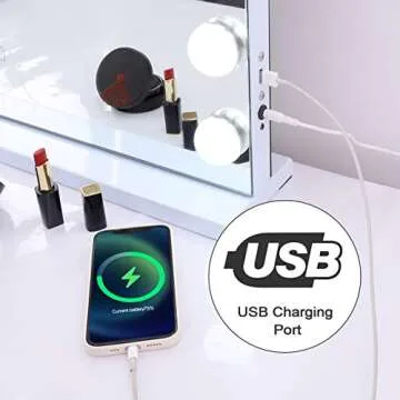 FENCHILIN Vanity Mirror with Lights and Bluetooth, Hollywood Lighted Makeup Mirror with 18 Dimmable LED Bulbs 3 Color Lighting, Tabletop Or Wall Mounted 27.6 x 22.9 Inch