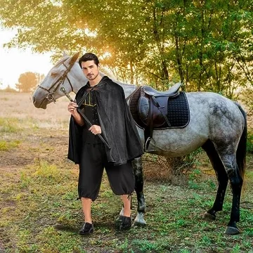 Premium Medieval Renaissance Hooded Cloak for Cosplay & Events