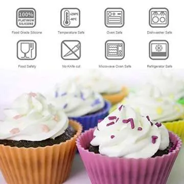 Mirenlife Silicone Cupcake Liners Reusable Silicone Baking Cups Nonstick Muffin Molds Easy Clean Silicone Muffin Liners, 24 Pieces in 8 Rainbow Colors